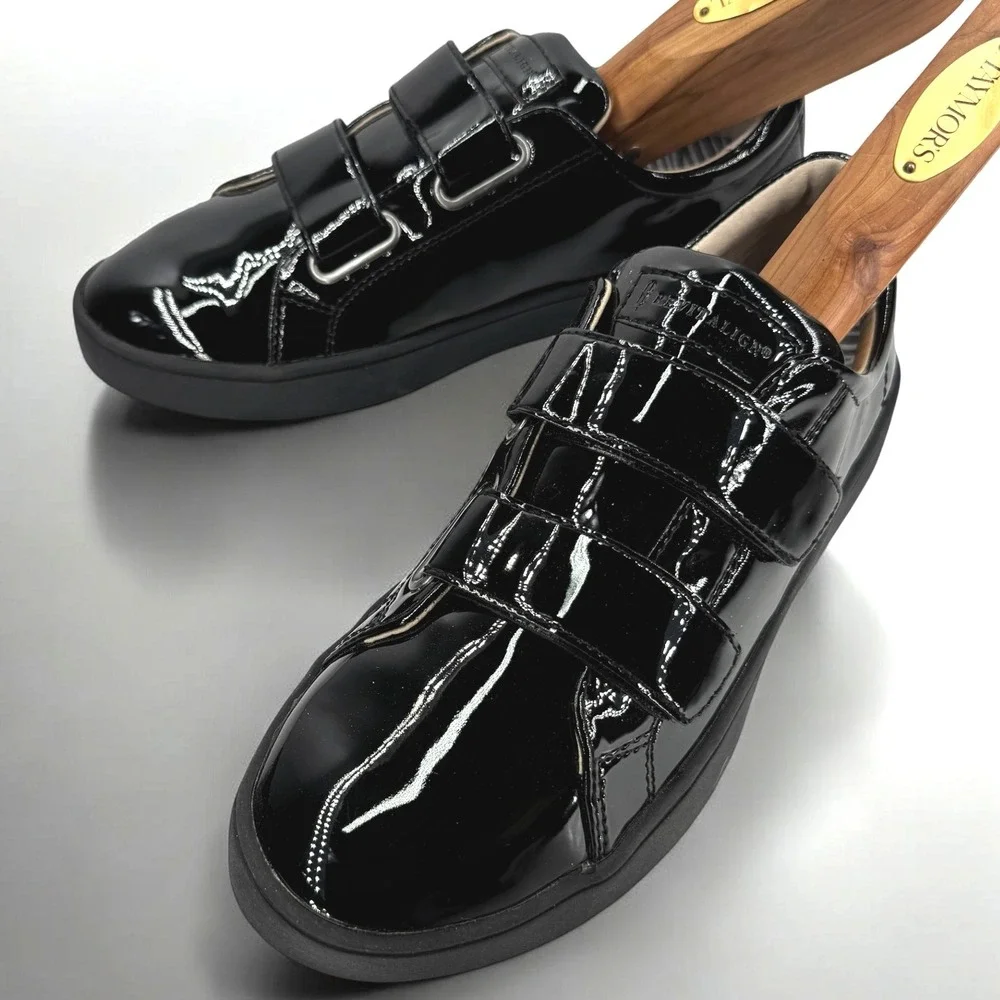 Revitalign Malibu Bella Patent Womens 7.5B Black Triple Strap Orthotic Sneaker